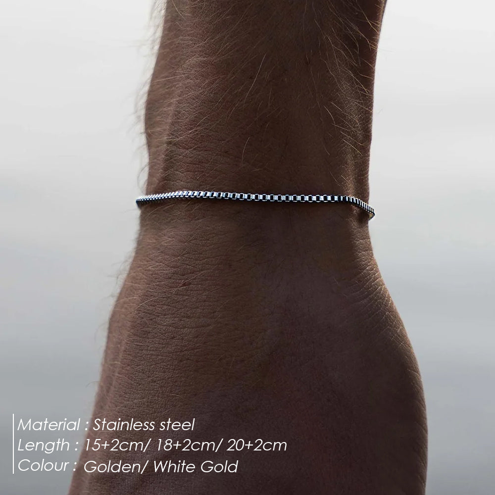 White Gold Box Chain Bracelet