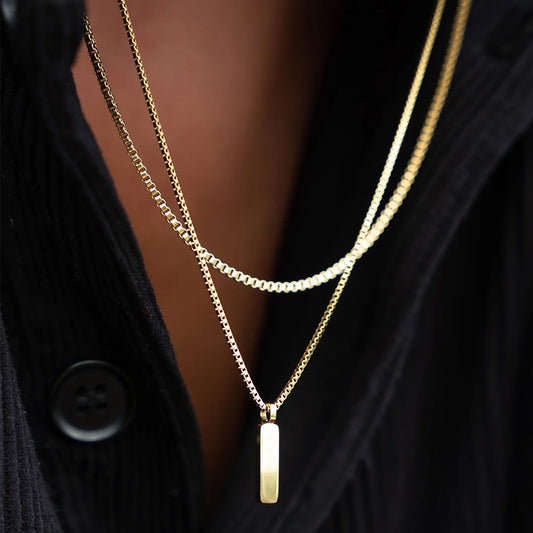 Gold Box Chain Necklace