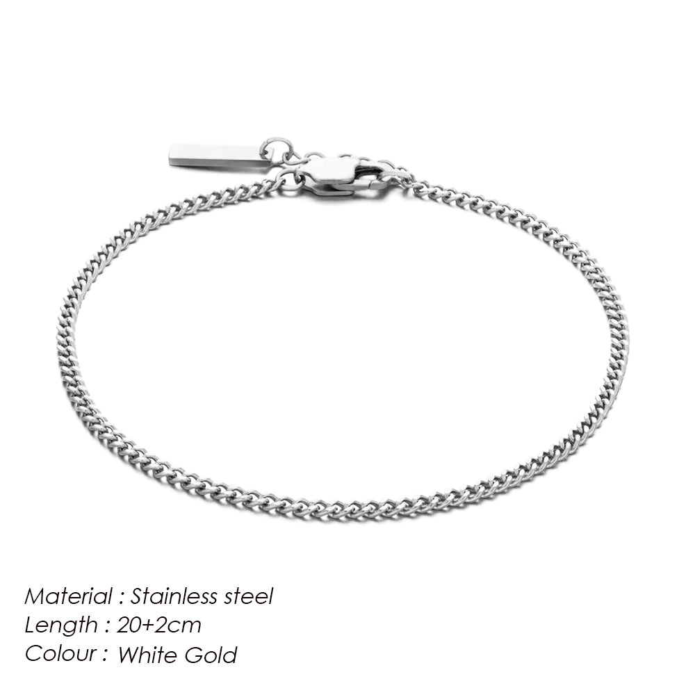 White Gold Cuban Chain Bracelet