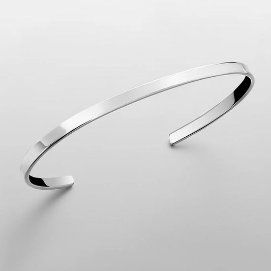 White Gold Smooth Cuff Bracelet