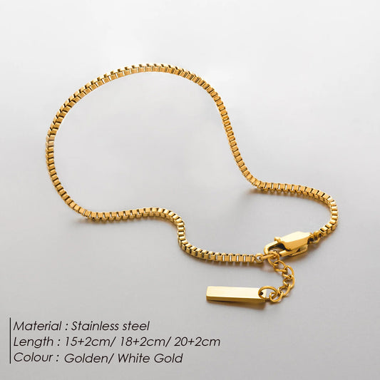 Gold Box Chain Bracelet