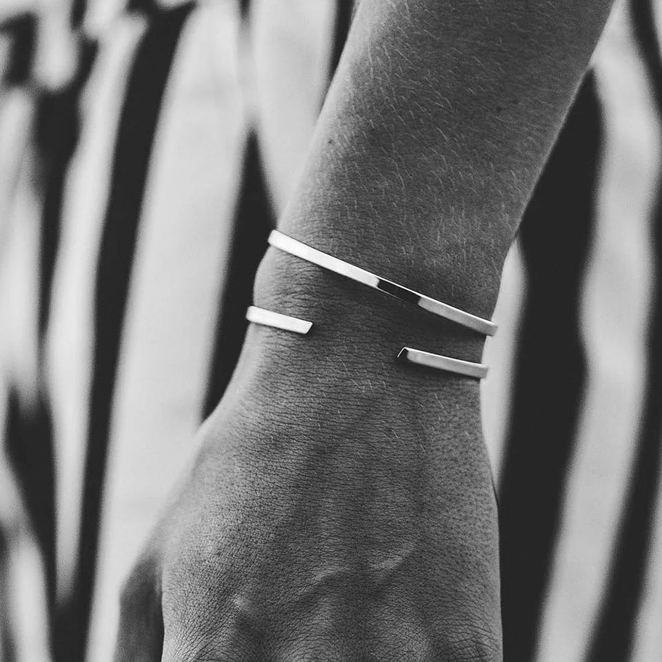 White Gold Smooth Cuff Bracelet