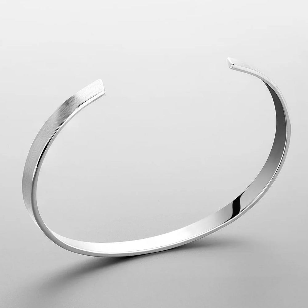 White Gold Smooth Cuff Bracelet