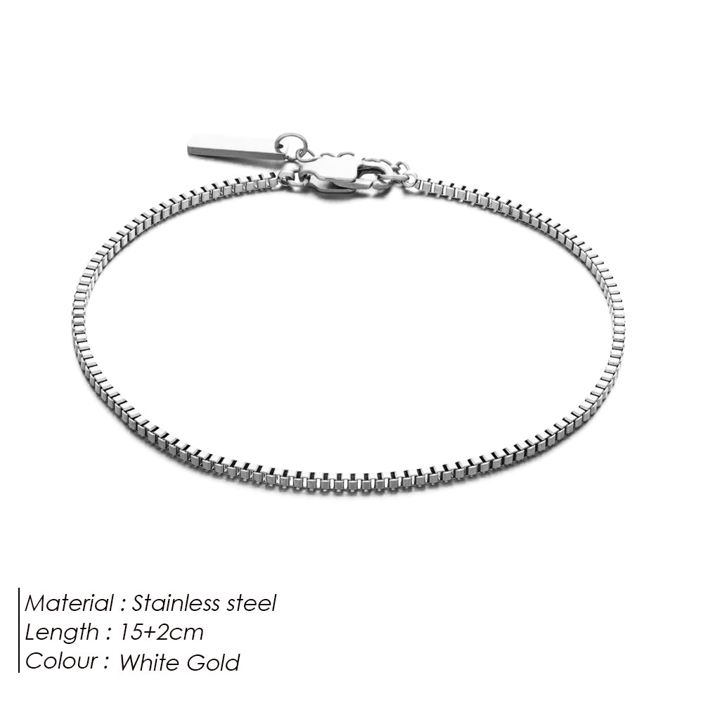 White Gold Box Chain Bracelet