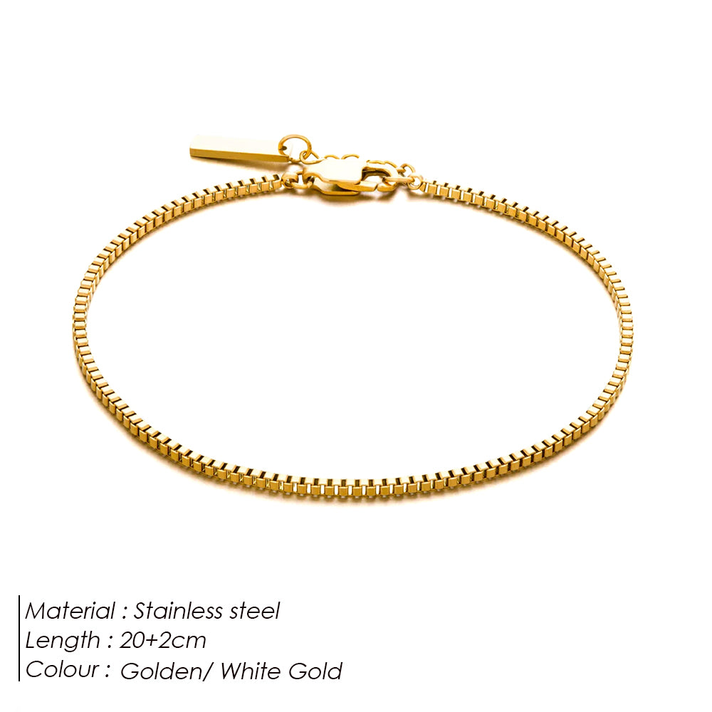 Gold Box Chain Bracelet