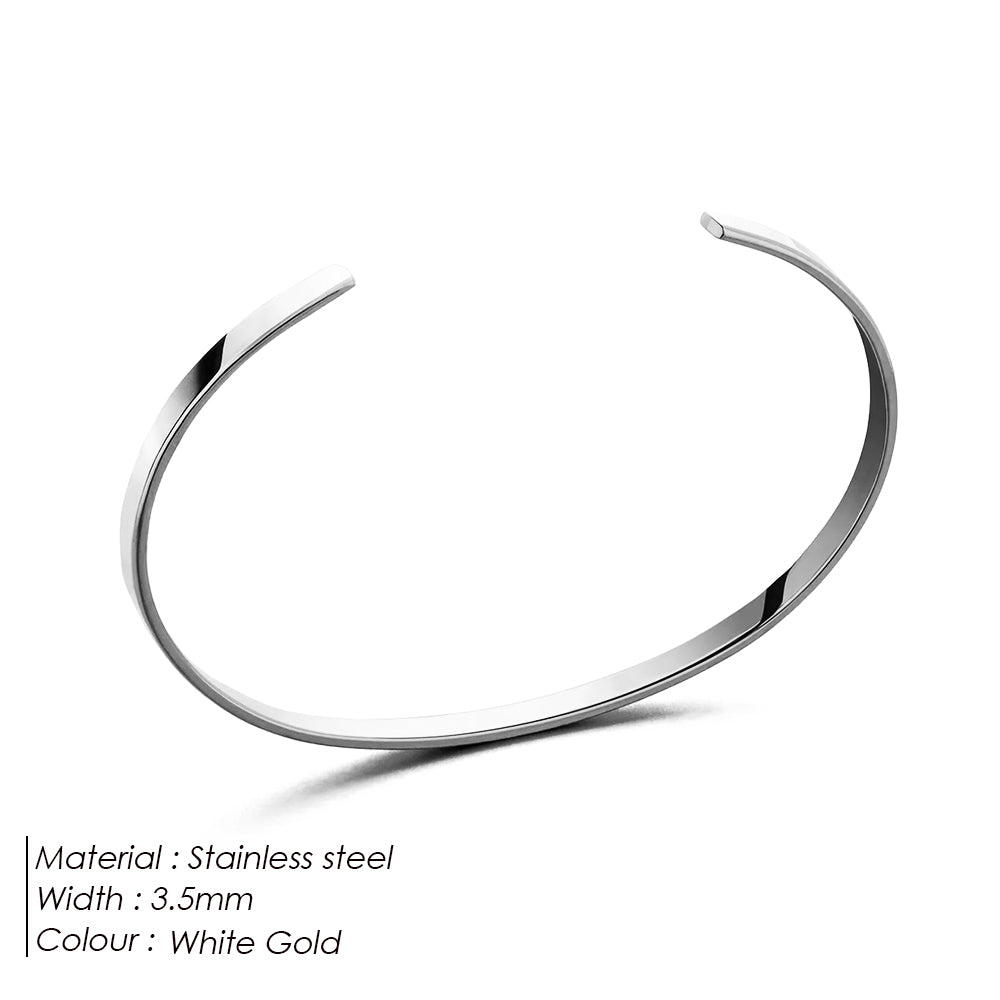 White Gold Smooth Cuff Bracelet